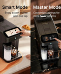 Fully Automatic Espresso Machine With Conical Burr Grinder And Smart Hot Cold Milk Frother For No Sweat Barista Level Drinks And Quick Cleanup Right At Home, featuring Smart and Master modes.