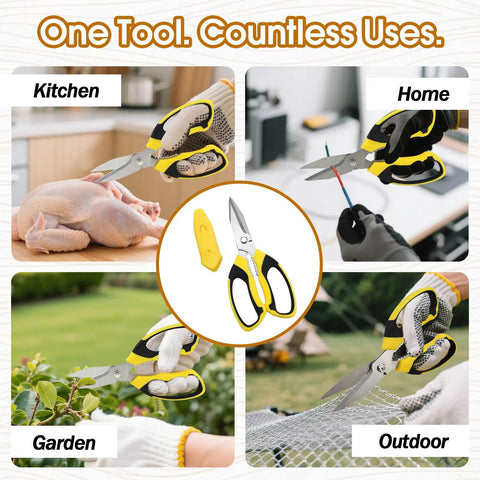 8 Inch Heavy Duty Utility Scissors For Kitchen Office Craft And DIY Workhorse Multipurpose Stainless Steel Shears for kitchen, home, garden, and outdoor use