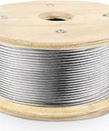 Three Sixteenth Inch Stainless Steel Aircraft Cable 500 Feet 1 X 19 Strand T316 Marine Grade Wire Rope on wooden reel