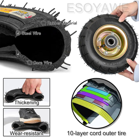 Heavy Duty Industrial Caster Wheels 4 Pack Pneumatic Rubber Tires with reinforced design and shock-absorbing features.