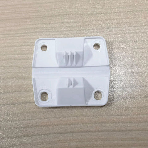White plastic General Coolers hinge replacement plate with four mounting holes for cabinet doors, Amazon brand
