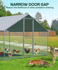 Spacious Outdoor Metal Chicken Coop Run With Waterproof UV Cover Double Lockable Doors For 10 To 30 Chickens Ducks Or Rabbits backyard view