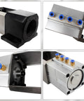 BT30 ATC Spindle Housing Kit With Five Premium Bearings Air Cylinder And Beefed Up Mounting Bracket For Smooth Rolling Killer CNC Router Setup, multiple angles showing components.