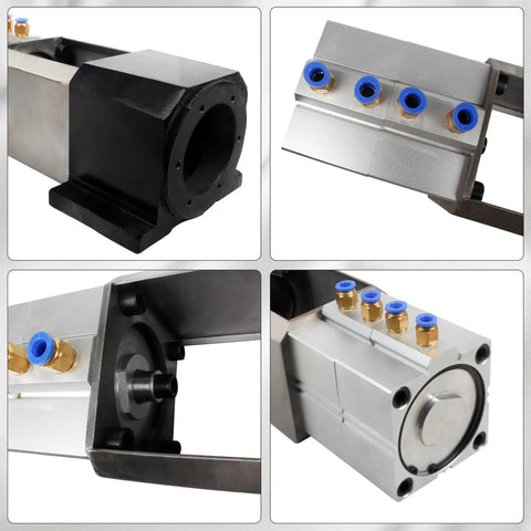 BT30 ATC Spindle Housing Kit With Five Premium Bearings Air Cylinder And Beefed Up Mounting Bracket For Smooth Rolling Killer CNC Router Setup, multiple angles showing components.