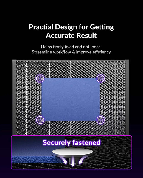 Honeycomb laser bed panel for WeCreat Vision Pro; aluminum panel, 21.34 x 14.72 x 0.67 in, lattice-grid surface