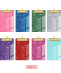 8 Piece Glitter Mini Clipboard Set With Gold Low Profile Clips, Slim Acrylic Clipboards In Assorted Colors, Pocket Memo Organizer For Nurses, Office And Everyday Work Tasks, 8 pcs