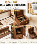 Hidden Brass Hinges Set For Wooden Boxes, Mini Barrel Hinges With 270 Degree Folding And Magnets, 4x17mm shown in wood projects