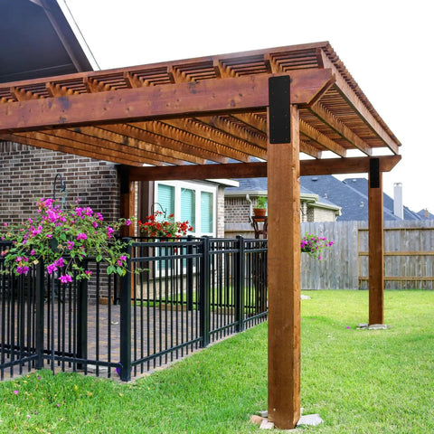 Lock Down Your Build With This Heavy-Duty 4 Pack Of 15.7 In X 5 In Straight Steel Mending Plates for securing pergola posts.