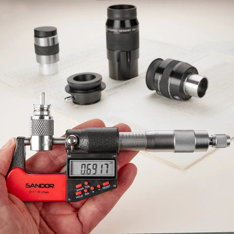 Digital Outside Micrometer With Carbide Tip For Precise Measurements 0 To 1 Inch And 0 To 25 Mm Range With 0.00005 Inch.