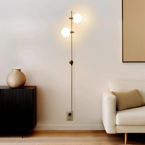 Equinox LED Wall Sconce Indoor Plug In Light For Bedroom And Bathroom With Glass Globe Shades Industrial Wall Mounted Fixture