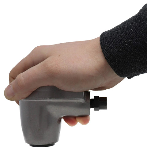Hand holding Beefy Air Pneumatic Palm Hammer With 1000 BPM For Auto Body Panel Bumping, Ergonomic Grip, Compact Design