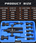 10 Piece Motorcycle Bearing Extractor And Puller Tool Kit For 8 To 25 Mm Bearings with collets in case showing sizes