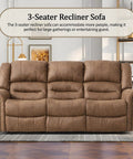 3-seater recliner from Manual Recliner Sofa Set With Overstuffed Arms And High Back Faux Leather 3 Piece Couch In Nut Brown Vintage Rivet Trim Ultra Comfy Recliners With Plush Armrests Ideal For Living Room Or Office