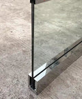 Premium Aluminum Base Rail Channel For Deck And Stairway Railing with clear glass panel on concrete surface