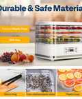 Electric Food Dehydrator With Five Spacious Trays And 400 Watts Of Steady Heat To Keep Snacks Crunchy And Fresh Without Any Fuss with fresh fruits and BPA-free trays.