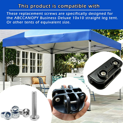 8 Piece Replacement Screw Set For 10x10 Pop Up Canopy Tents And Patio Shelters, screws and hardware next to blue canopy