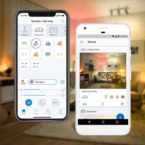 Smartphone apps controlling 60W Equivalent A19 Smart LED Bulbs With RGB Color Changing, Tunable White, Works With Alexa