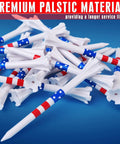 Five Prong Plastic Golf Tees Set With Star And Stripe Marking System 120 Pack including 100 Tees at three and a quarter inches