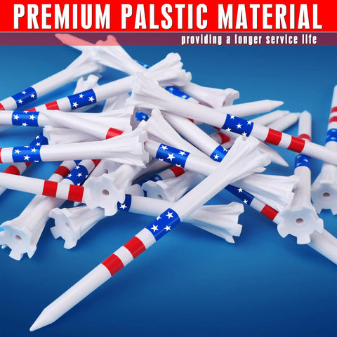 Five Prong Plastic Golf Tees Set With Star And Stripe Marking System 120 Pack including 100 Tees at three and a quarter inches