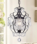 Ava 1-Light Black Crystal Chandelier 11 Inch Pendant 13 By 10 By 4 Inches Ceiling Fixture Elegant Dining Room Pendant Light