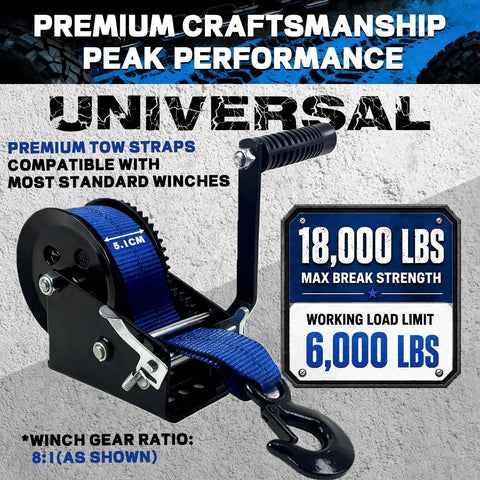 Rock Solid Boat Winch Strap With Zinc Plated Safety Hook 2 Inch By 20 Foot 18000 Lb Breaking Strength Marine Grade Polyester Webbing Built Tough For Pontoon And Jet Ski Trailers