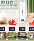 Ultimate Travel Electric Kettle 450Ml Portable Mini Water Boiler for Tea and Coffee with temperature settings displayed.