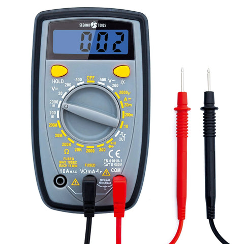 500 Volt Digital Multimeter With Backlit LCD Display For AC And DC Voltage, DC Current, Resistance, Diodes And Continuity