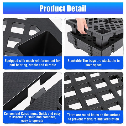 Heavy Duty Plastic Pallets 8 Piece Set with Ventilated Grid Design for Airflow Interlocking and Stackable HDPE Platform