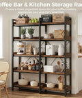 Five Tier Corner Bookshelf Sturdy Metal Frame 14 Inch Tall Shelves Plant Stand Storage Rack Vintage Brown with kitchen essentials.