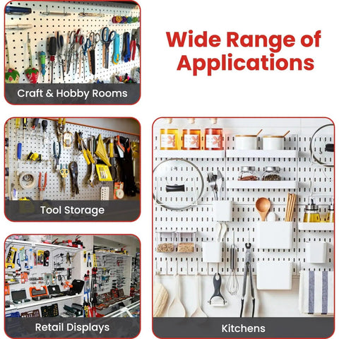 100 Pack Pegboard Hook Locks Stoppers for One Quarter Inch Peg Boards used in various settings like craft rooms and kitchens.