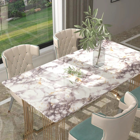 Table with marble peel and stick wallpaper white and brown easy peel self adhesive vinyl contact paper waterproof removable covering.