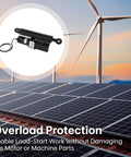 Tough As Nails 12V Hydraulic Linear Actuator Packing A Solid 4409 Lbs Thrust With Zero Fuss Hookup For Dump Trailers Shop Lifts And Heavy Duty Gear Raised Without Any Sweat Or Extra Drama mounted on solar panels with wind turbines in background.