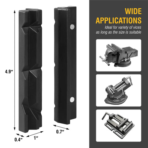 Two Pack Magnetic Vise Jaws Set With Scratch Free Anodized Aluminum Jaws And Soft Nylon Jaws For Damage Free Assembly