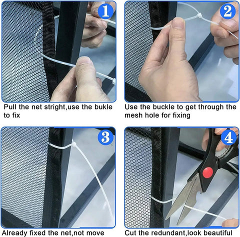 Installation steps for Banister Guard Mesh Net For Stairs And Balconies Kid And Pet Safe Gate 10 ft by 2.6 ft with ties