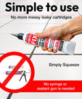 Hand holding Extra Strength Floor Repair Adhesive For Loose Or Hollow Tiles Squeaky Wood And Laminate - Easy Squeeze 10.1 Fl Oz