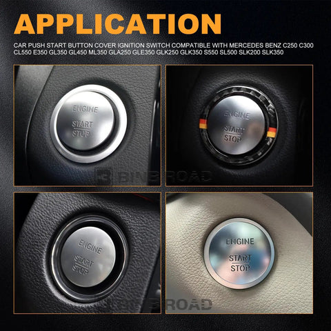 Push Start Button Cover Ignition Switch 2215450714 Compatible With Mercedes Benz C300 CLA250 E350 GLA350 dashboard application.