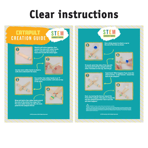 Detailed instructions for 100 Pack Mini Catapults For Classrooms And Camps Complete STEM Project Set For Hands On Learning