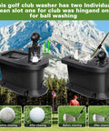 Golf Cart Ball Washer And Club Cleaner Kit With Universal Mounting Bracket shown in mountain setting