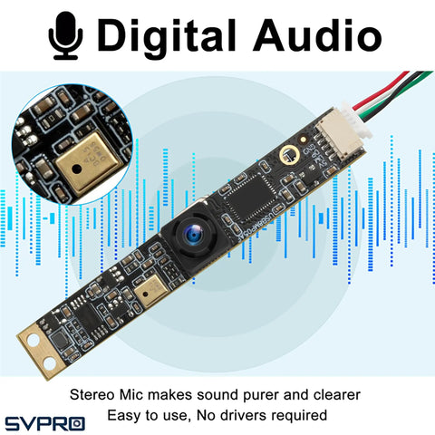 8MP USB Camera Module With Microphone For Laser Engravers And PCs, plug and play UVC webcam board, wide angle, digital audio