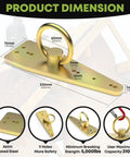 Built Like a Tank Pro Grade Bull Ring Roof Anchor for Fall Protection Zinc Coated Steel safety attachment with dimensions.