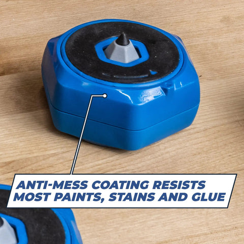 Multipurpose Project Blocks Set with blue hexagon woodworking block showing anti-mess coating resisting paints and glue.