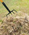Heavy Duty Garden Pitch Fork With 5 Tines And Fiberglass Handle 58 Inches One Piece High Carbon Steel Head Rust Resistant Coating