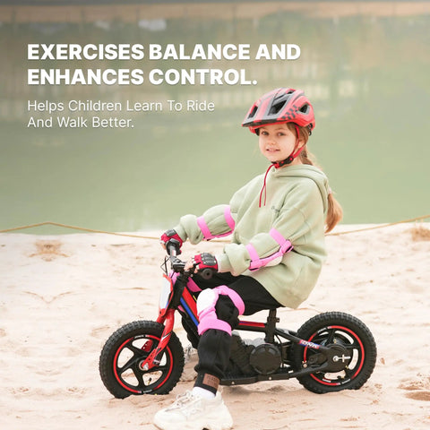 Electric Dirt Bike For Kids 3 To 6, 170W Mini Moto With Lightweight Aluminum Frame, 24V Detachable Battery, Dual Power Modes, 12 Inch Knobby Tires, Rugged Outdoor Fun For Backyard Adventures And Neighborhood Treks, child riding