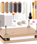 All In One Book Binding Kit With Press And Wooden Binding Press Includes Book Cloth Book Cover Boards Bone Folders Awl Wax Thread for DIY