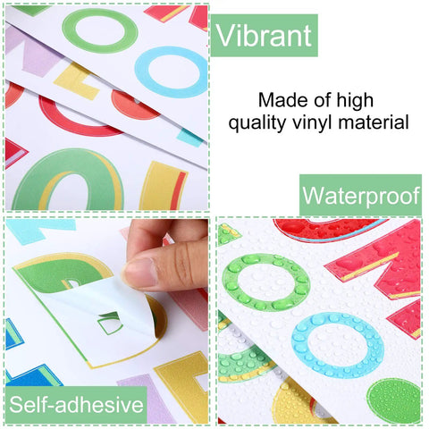 Close-up of Six Sheets Colorful Inspirational Wall Decals Set with motivational quotes showing vinyl material and vibrant colors.