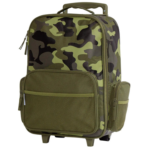 Kids Rolling Luggage With Wheels, Toddler Carry On Suitcase For Travel, green camo pattern, lightweight durable luggage for kids