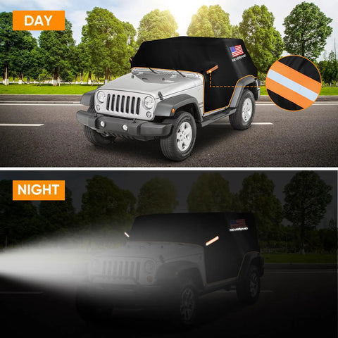 Jeep 2 Door Cab Cover For 2007 2025 Waterproof Oxford Car Cover With Reflective Strip Sun Snowproof All Weather Shield