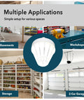 5200 Lumen LED Corn Cob Light Bulb 40W Equivalent To 300W Daylight 5000K E26 Base Ideal For Garage And Indoor Outdoor Use Energy Saving LED Lighting Killer Bright White Light 1 Pack displayed in various settings like garage, basement, workshop, and storage