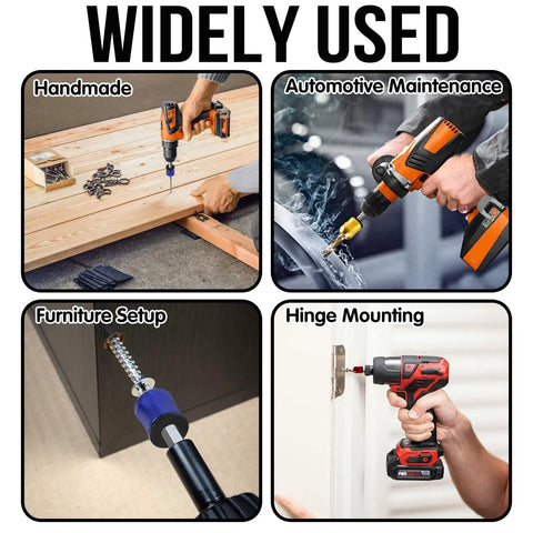 Image showing various uses of Three Piece Magnetic Screw Ring Set For Drills And Power Tools in woodworking and maintenance tasks.