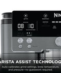 Close-up of control panel on Brew Like A Pro At Home With This Triple Threat Espresso And Drip Coffee Maker Featuring Rapid Cold Brew Options Alongside Reliable Dual Shot Settings In Sleek Gunmetal Finish.